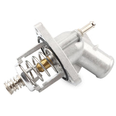 Allmotorparts upgrade aluminium thermostat housing assembly—engine-side view, durable and snug fit.