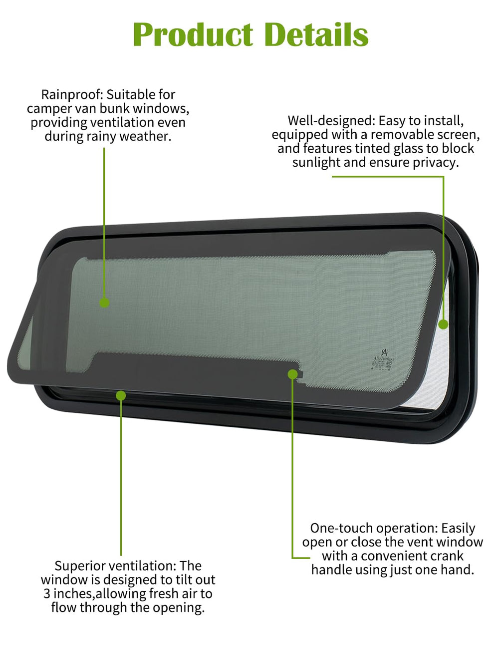 AlloTemlass window crank tilt enables easy ventilation