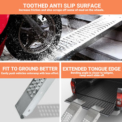Alloy Steel Ramp includes load straps for secure trailer loading.