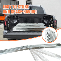 Alloy Steel Ramp with slip-resistant surface reduces tire slippage.