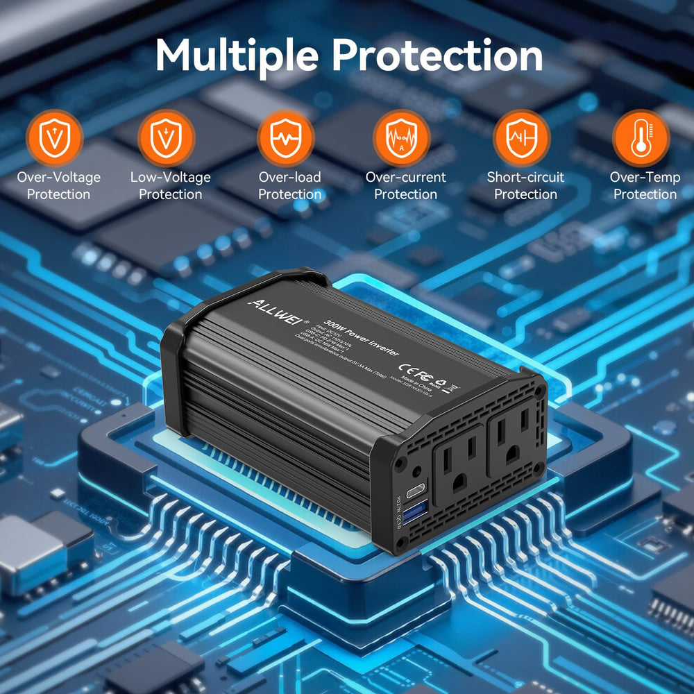 ALLWEI dual AC outlets powering devices on the go