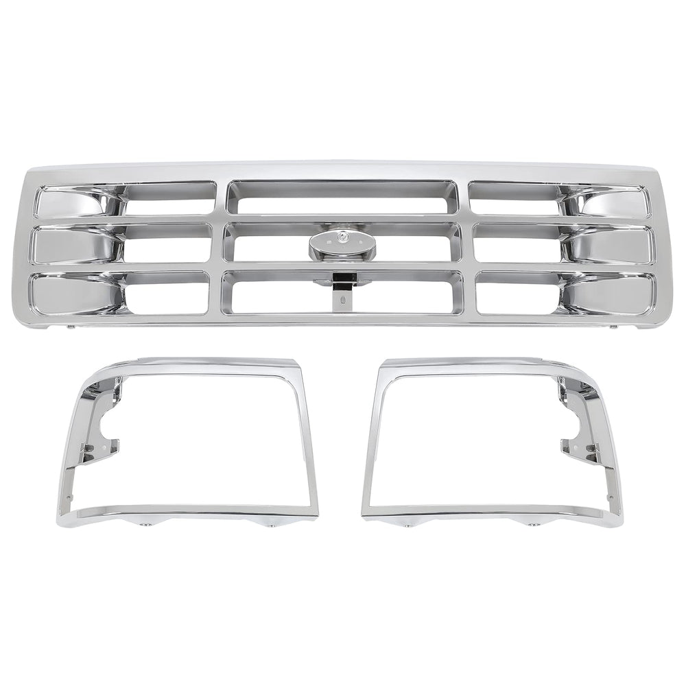 ALMULOO grille in silver front view enhances Bronco look with durable ABS