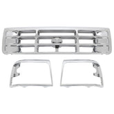 ALMULOO grille in silver front view enhances Bronco look with durable ABS