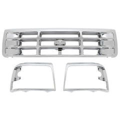 ALMULOO grille in silver front view enhances Bronco look with durable ABS