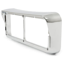 ALMULOO chrome headlight bezel with visor for Freightliner FLD XL left shields lamps from spray.