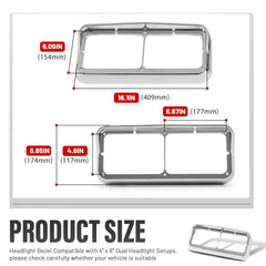 ALMULOO chrome headlight bezel with visor for Kenworth W900B left improves appearance and protection.