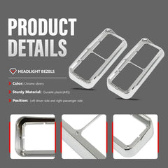 ALMULOO chrome headlight bezel with visor for Kenworth W900B right guards headlights against weather.