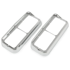 ALMULOO chrome headlight bezel with visor for Peterbilt 378 right protects lights from weather.