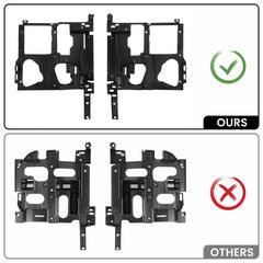 ALMULOO headlight bracket close-up shows durable black PP material built for weather resilience.
