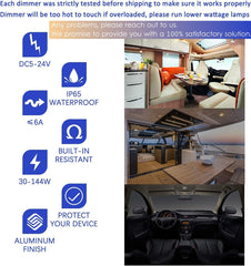 ALOVECO dimmer on an RV dashboard illustrating versatile usage.