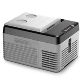 Alpicool 10 Qt car fridge in a compact design keeps beverages cool during travels.