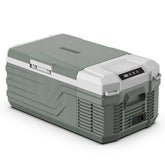 Alpicool 16 Qt portable car fridge shown in car, delivering cooling on the go.
