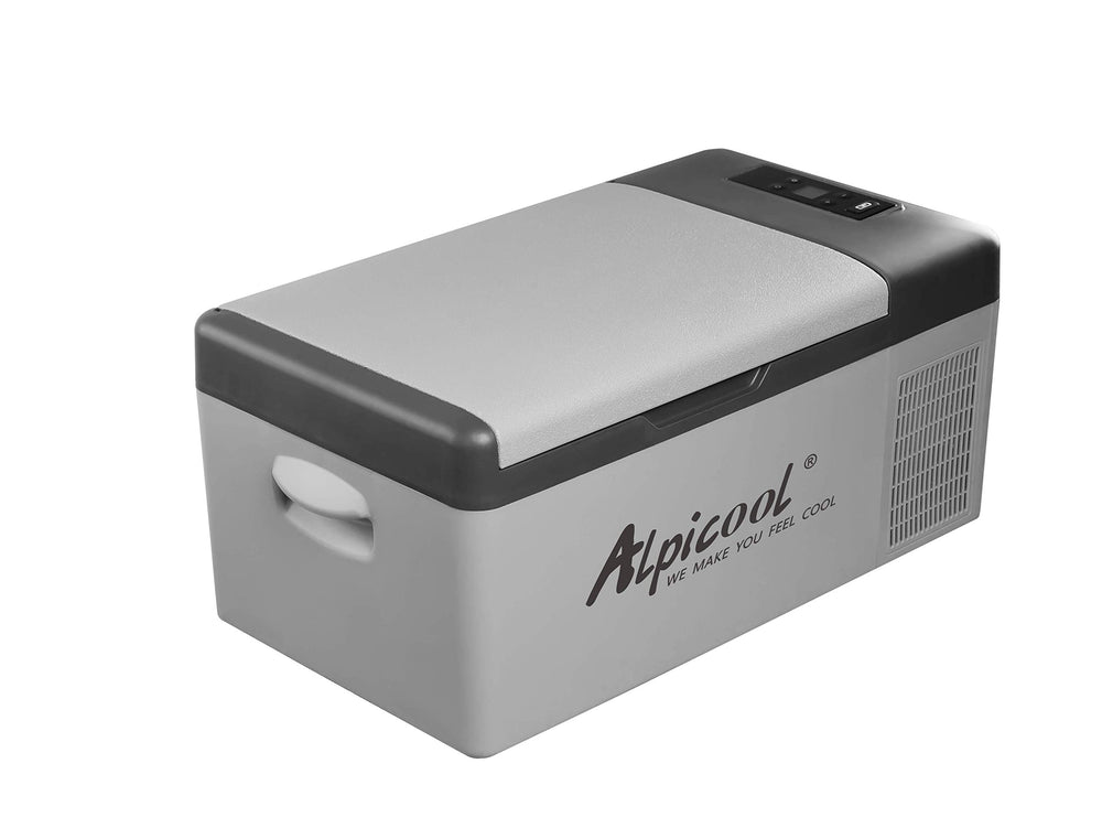 Alpicool C15 control panel: advanced temp memory and battery protection settings.