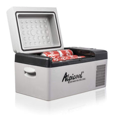 Alpicool C20 compact front view for on-the-go cooling during trips.