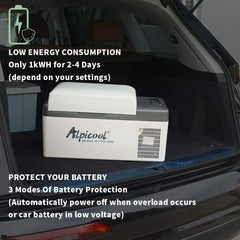 Alpicool C20 durable carry handle showcases portable design for any trip.