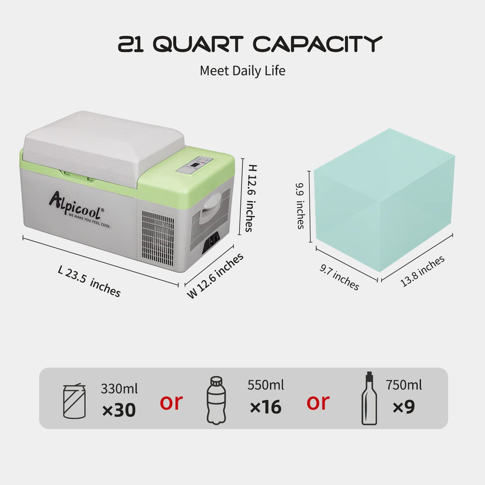 Alpicool car fridge with built in side handles for easy transport