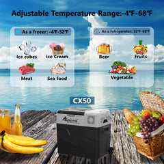 Alpicool CX30 freeze capability shows -4°F deep chilling without ice.