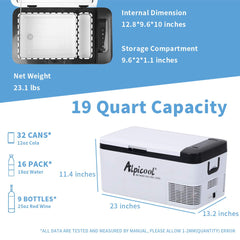 Alpicool K18 LCD display with USB charging for on-the-go devices