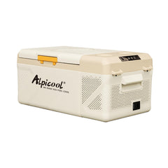 Alpicool KM15 front view, compact freezer ideal for trips and on-the-go cooling
