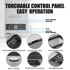 Alpicool Y15E exterior dimensions showing compact footprint for cars