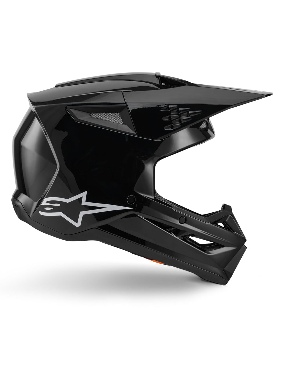 Alpinestars SM3 Solid Helmet front view with black glossy finish for motocross protection.