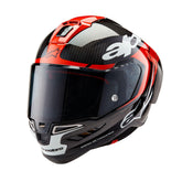 Alpinestars Supertech R10 Element helmet front view shows carbon shell for protection