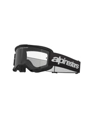 Alpinestars Vision 3 goggle front view with clear lens for peak visibility on dusty trails.