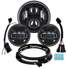AlyoNed 7-inch LED headlight front view enhances night visibility with balanced brightness.