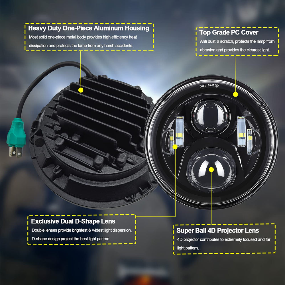 AlyoNed headlight ring bracket secures the 7-inch unit for rugged rides.