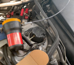 Amarine Made oil pump with battery clamps for easy power source.