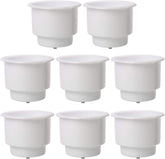 Amarine Made recessed drop-in cup holder on a boat in white, preventing spills.