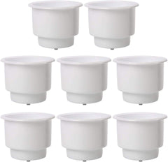 Amarine Made recessed drop-in cup holder on a boat in white, preventing spills.