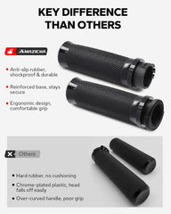 Amazicha 1inch handlebar grips right showing secure throttle compatibility.