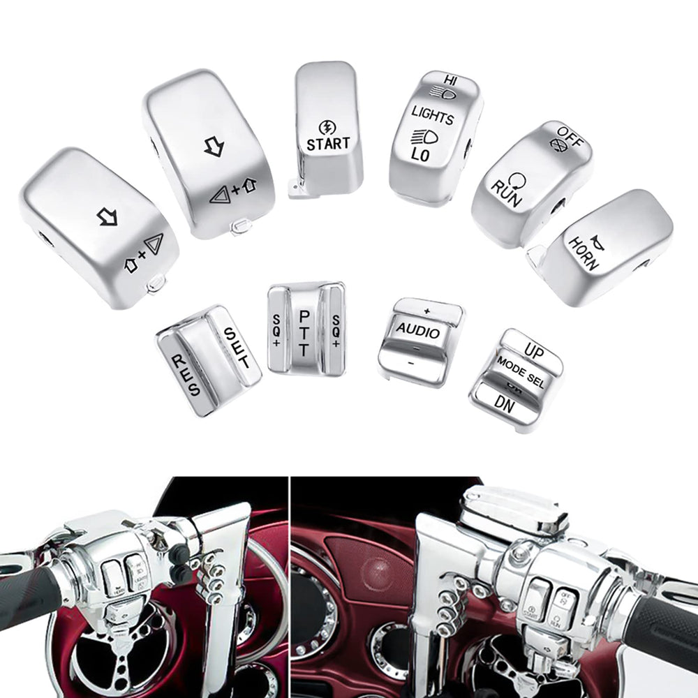 Amazicha chrome switch cap on Harley dash enhances style and readability