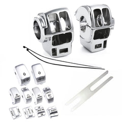 Amazicha chrome switch housing left cover for Harley, adds polished styling.