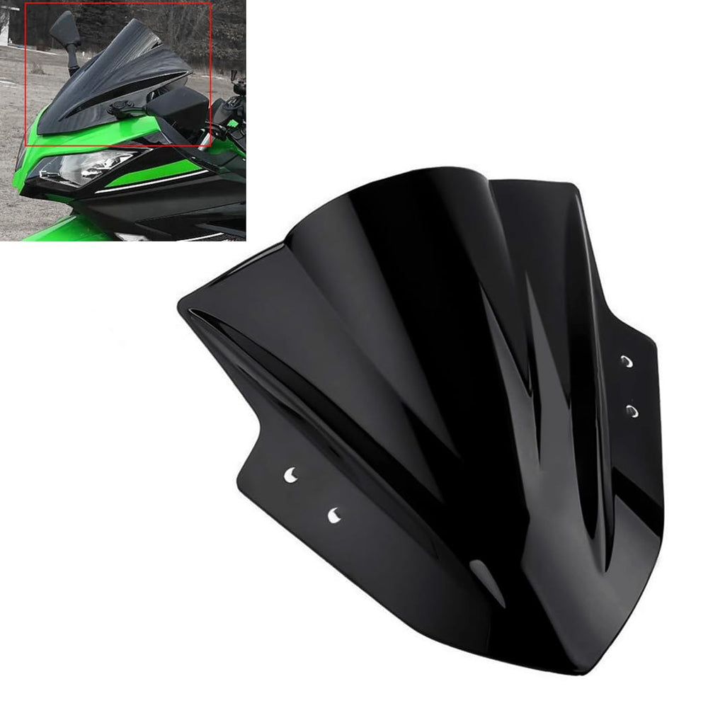 Amazicha Ninja 300 windshield side angle shows sleek fit for daily riding.