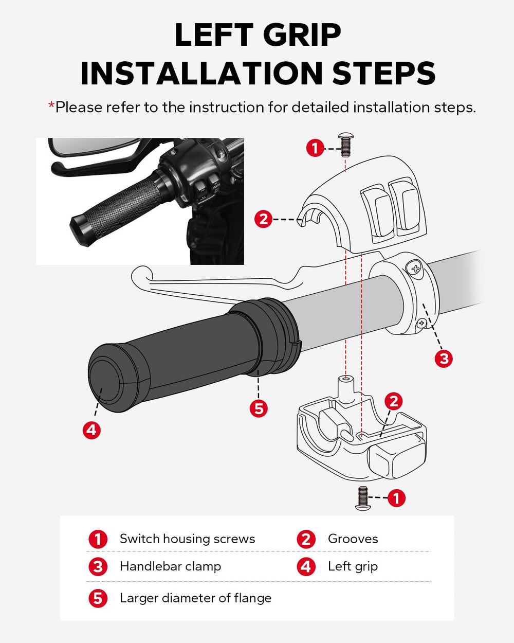 Aamazicha packaging includes left and right grips with installation instructions.