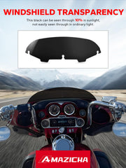 Amazicha wind deflection design reduces wind noise on Harley 96-13 rides.