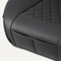 Amazon Basics durable faux-leather texture on car seat cover for everyday use