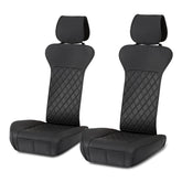 Amazon Basics front seat covers in breathable faux leather protecting seats from spills