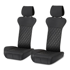Amazon Basics front seat covers in breathable faux leather protecting seats from spills