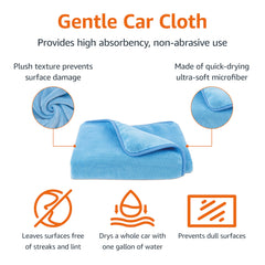Amazon Basics microfiber car-drying towel in action on glass for lint-free shine.