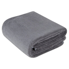 Amazon Basics microfiber car drying towel absorbs water from car exterior for streak-free results.