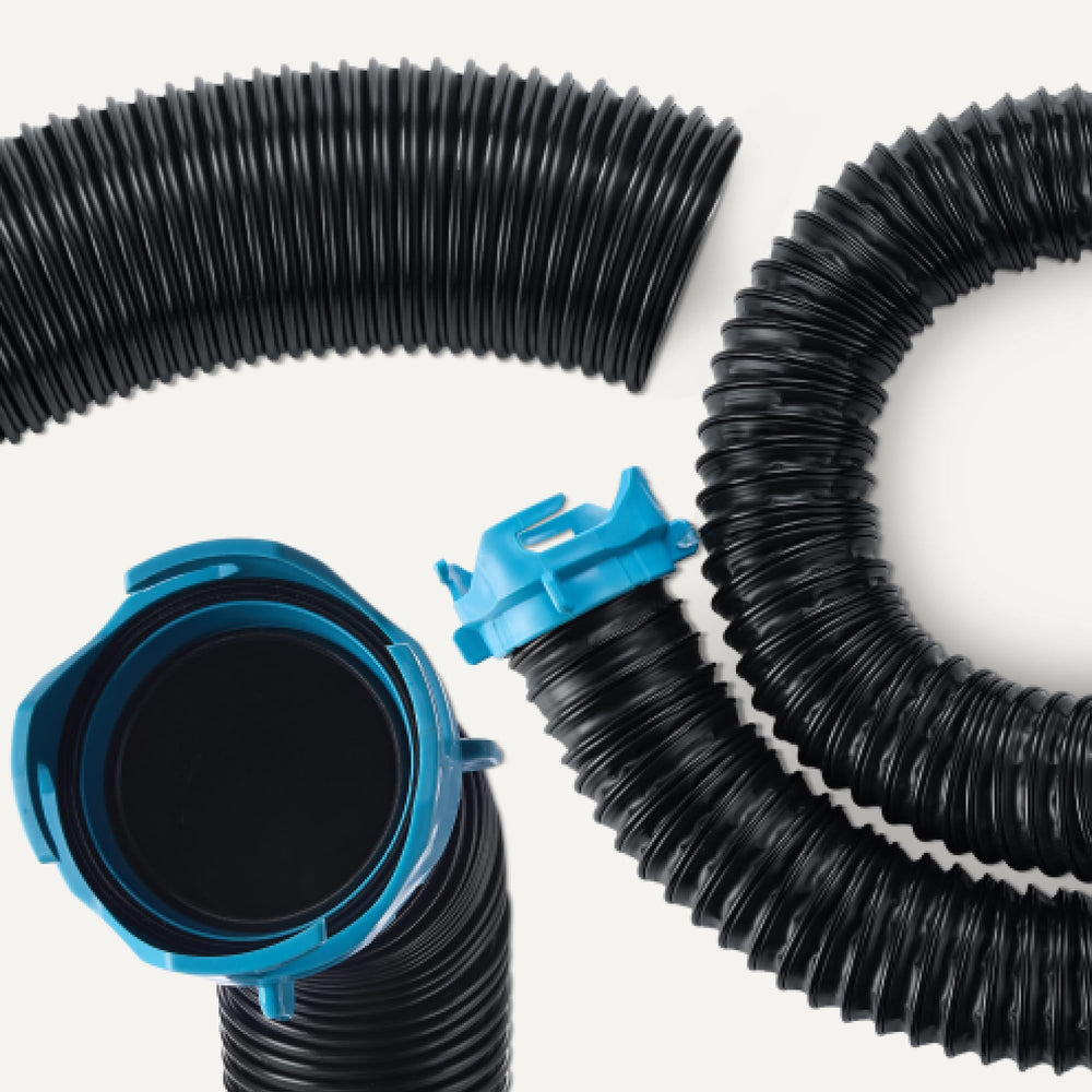 Amazon Basics RV sewer hose kit packaging includes all components.