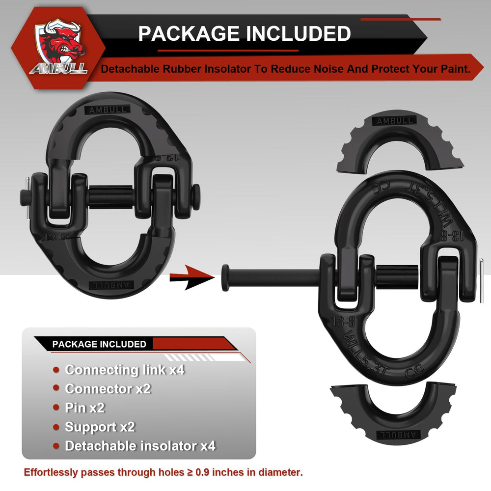 AMBULL rubber isolators pair reducing wear and towing noise.