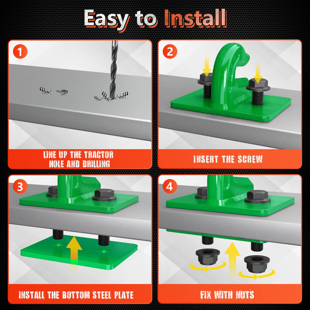 AMBULL tow hook option fits tractors, RVs, UTVs, and trucks