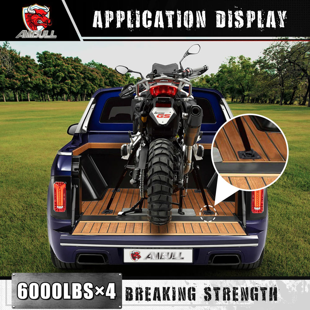 AMBULL D-ring anchor securing cargo on truck or trailer.
