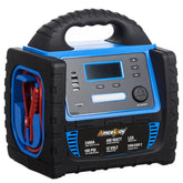 Amcelooy 2400A jump starter showing compact design for on-the-go emergencies