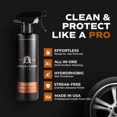 Americana Global Detail Spray in action for multi-purpose cleaning on paint and glass