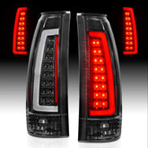 AmeriLite driver-side tail light with LED tube and clear lens for 1988-1999 Chevy/GMC.